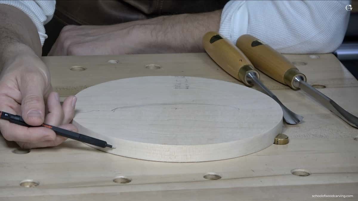 A plain round blank, two gouges, no carving yet