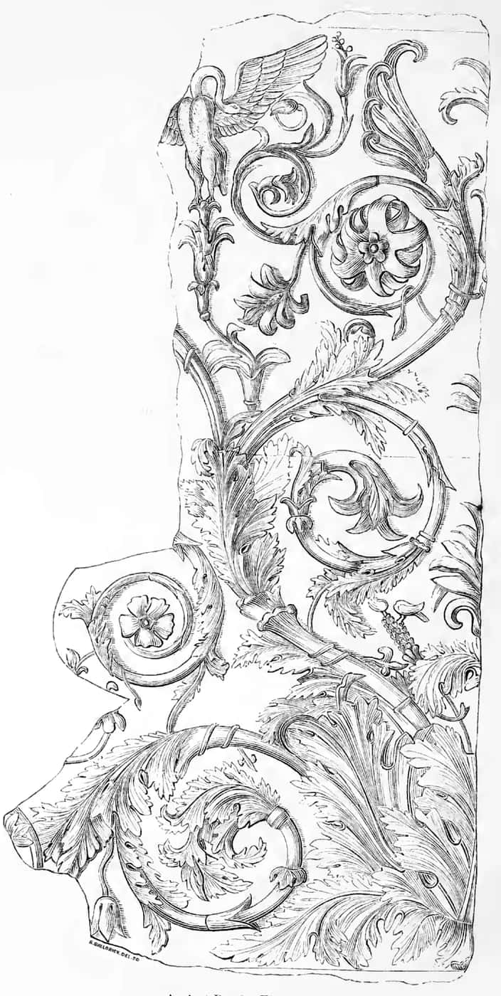 Roman acanthus pilaster frontispiece plate from Wornum's Analysis of Ornament