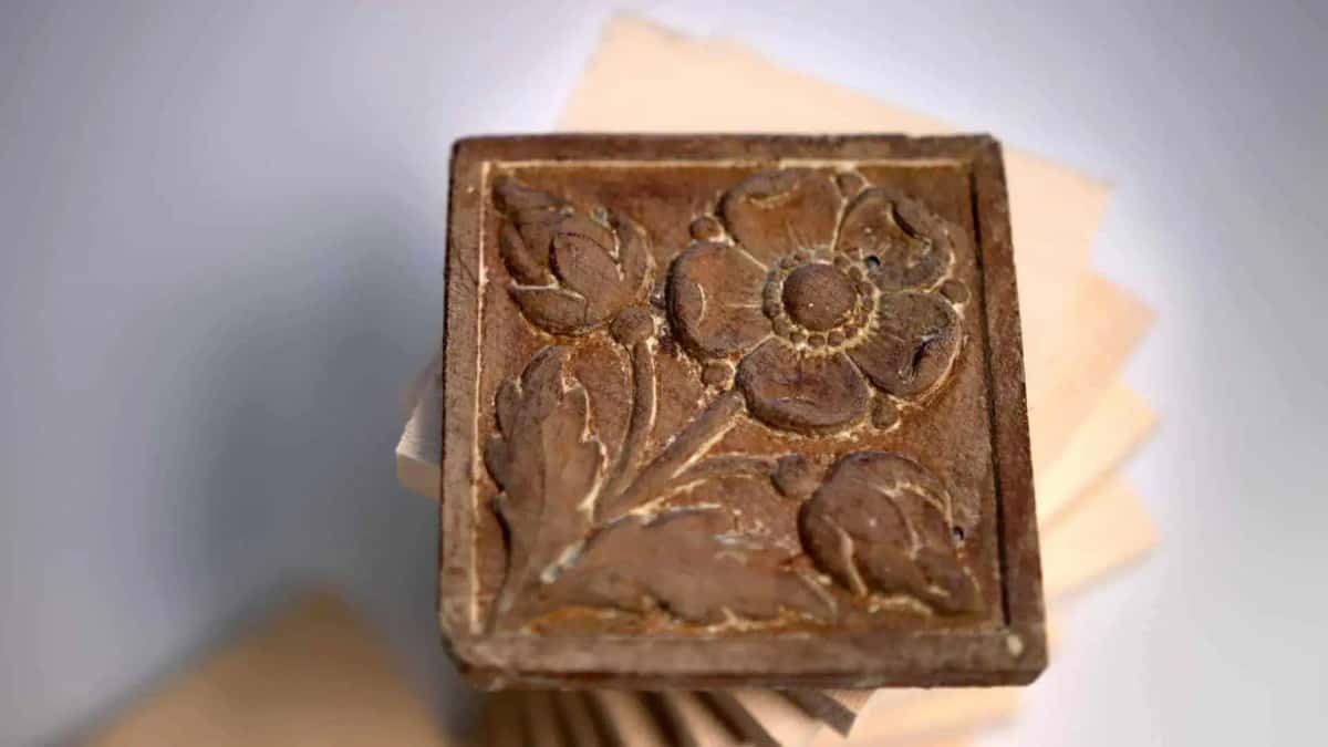 Worn antique rosette, shot from above