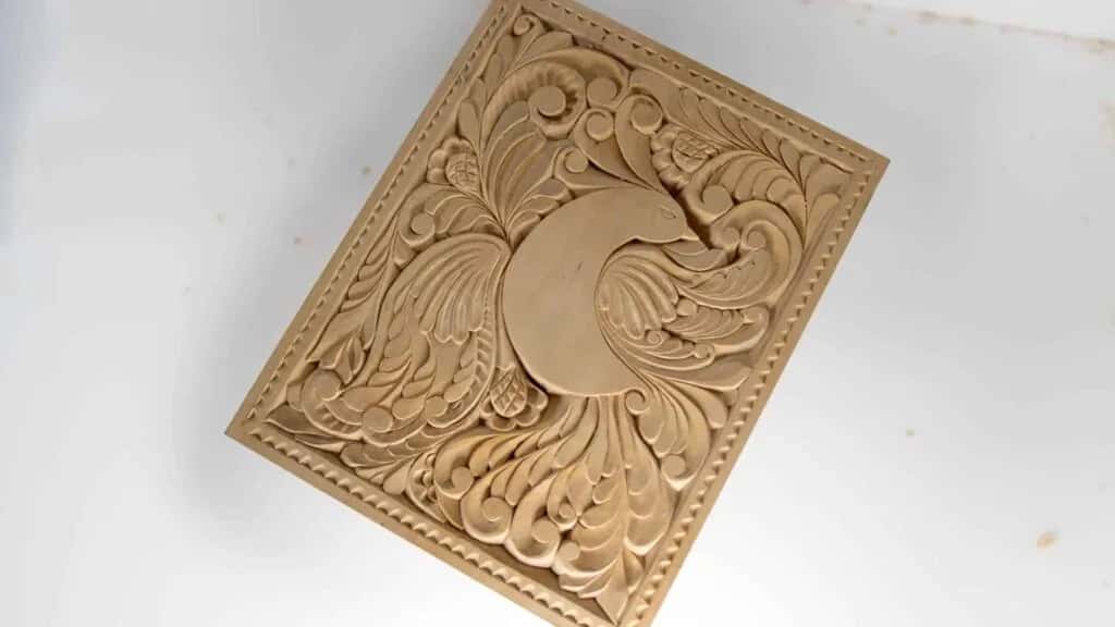 A finished ornate panel, the kind of thing that arrives only after years