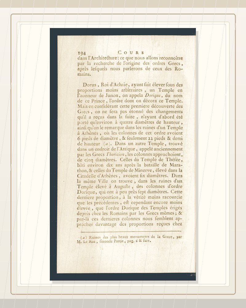 Cover of Cours d'architecture (1750) V1
