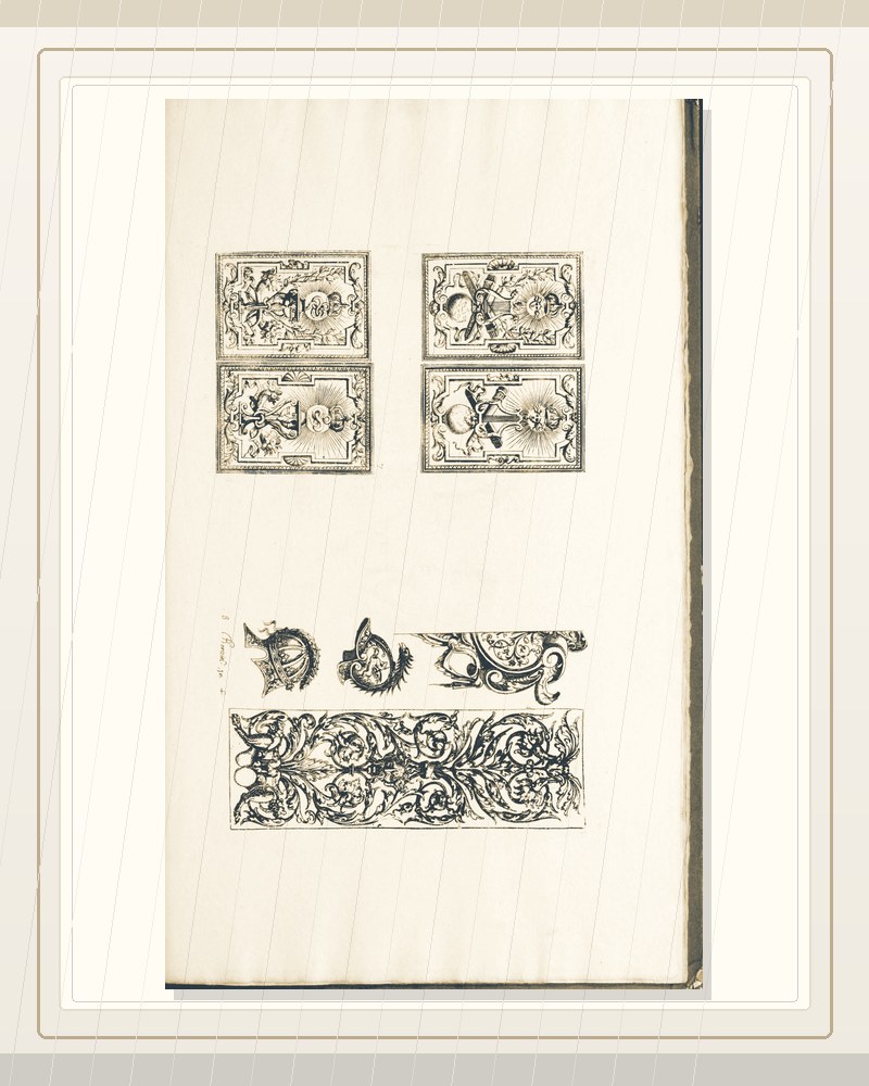 Cover of Ornemens peints dans les appartemens des Tuilleries dessinez et gravez par Berain; Paris, N. Langlois (vers 1690)